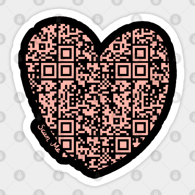 Pastel Red Rick Astley Rickroll QR Code Heart Art Sticker by VictoriaLehnard